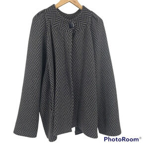 Stella McCartney wool cashmere chevron dolman jacket 42 grey blue
